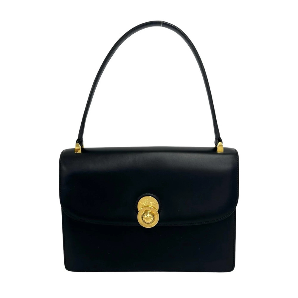 CELINE Vintage Starball Logo Hardware Leather Mini Tote Bag Black 68570